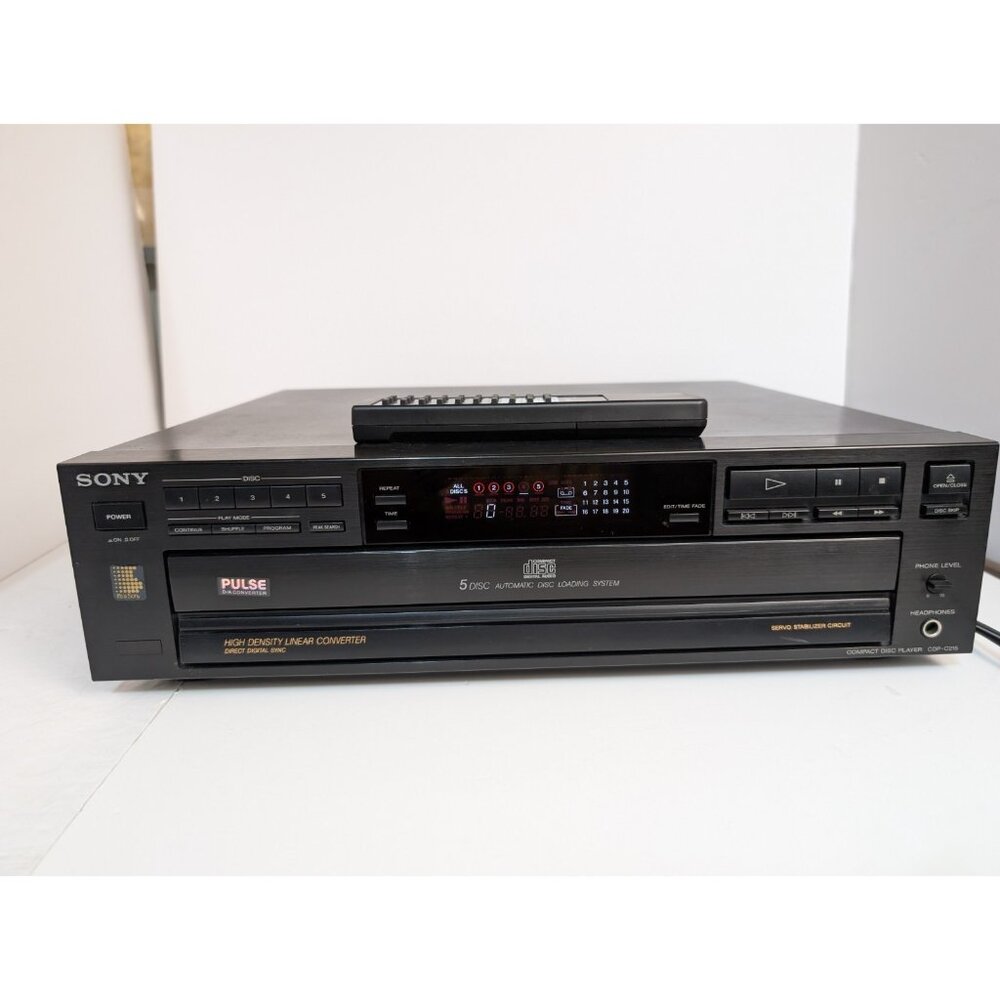 SONY CDP-C215 5-Disc CD Player W Remote, Tested & Working